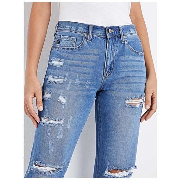 💋 KANCAN Ripped Boyfriend Jeans High-Rise Stretch Premium Jeans NICE NWTS$100 - Picture 4 of 9